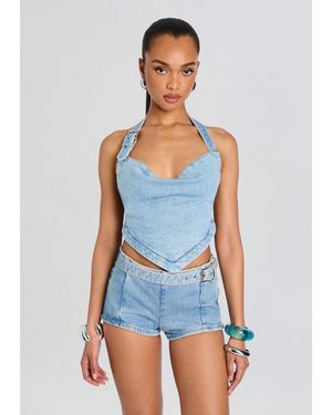 retroféte Amelisse Denim Top - Blue
