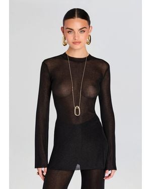 SER.O.YA Ines Metallic Knit Top - Black