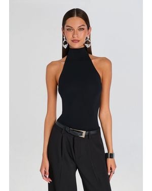 Commando Ballet Turtleneck Halter Bodysuit - Blue