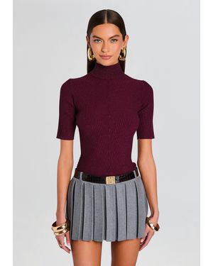 retroféte Roselyn Metallic Knit Top - Red