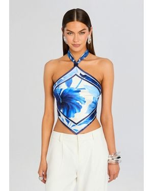 retroféte Jamie Silk Top - Blue