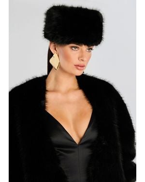 retroféte Contessa Faux Fur Hat - Black