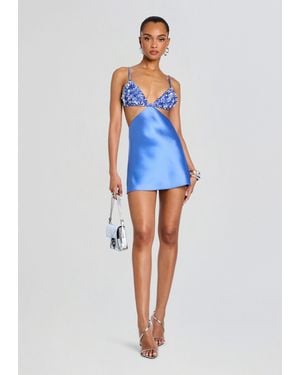 retroféte Taliera Embroidered Dress - Blue