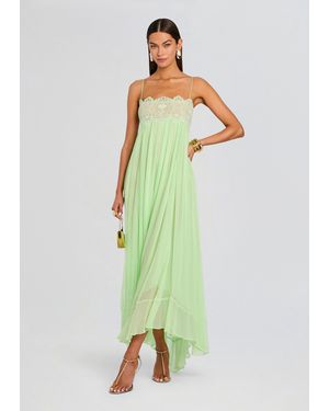 retroféte Gypsy Chiffon Dress - Green