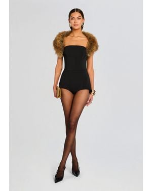 retroféte Salmee Faux Fur Romper - Black