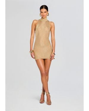 SER.O.YA Gio Metallic Knit Mini Dress - White