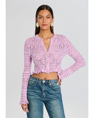 retroféte Giuliana Metallic Crochet Cardigan - Red
