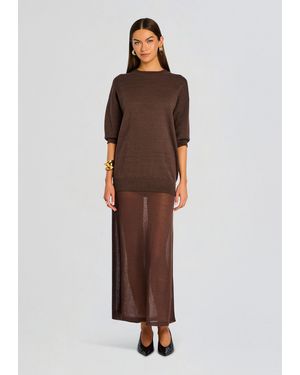 SER.O.YA Arwen Knit Maxi Dress - Brown