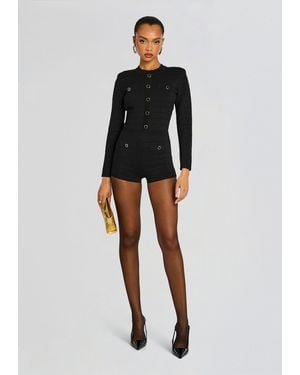 retroféte Tesni Metallic Knit Romper - Black