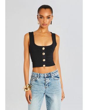 retroféte Nella Metallic Knit Top - Black
