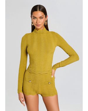 retroféte Prissy Metallic Knit Top - Yellow