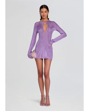 SER.O.YA Emeri Metallic Knit Mini Dress - Purple