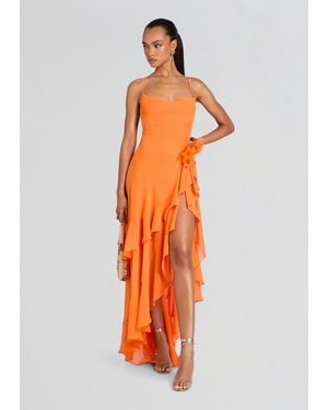 retroféte Samara Silk Chiffon Dress - Orange