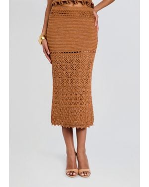 retroféte Leony Metallic Crochet Skirt - Brown