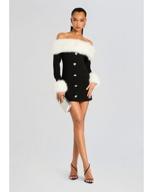 retroféte Elspeth Faux Fur Dress - Black