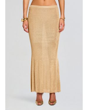 SER.O.YA Harmony Metallic Knit Skirt - Natural