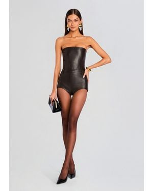 retroféte Pernille Leather Romper - Brown