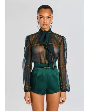 retroféte Rhianna Silk Blouse - Green
