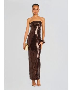 retroféte Ember Sequin Dress - Brown