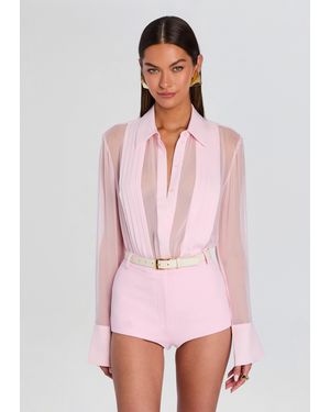Sans Faff Meghan Paneled Silk Blouse - Pink