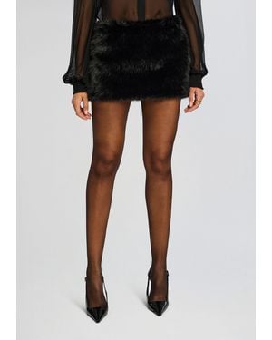 retroféte Minerva Faux Fur Skirt - Black