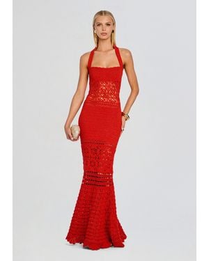 retroféte Peggie Crochet Maxi Dress - Red
