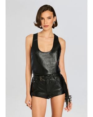 retroféte Elizabeth Leather Tank Top - Black