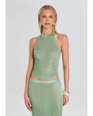 SER.O.YA Minnie Metallic Knit Halter Top - Green