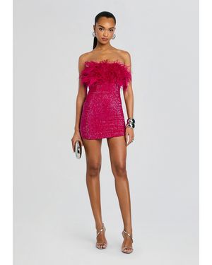 retroféte Torin Sequin Feather Dress - Red
