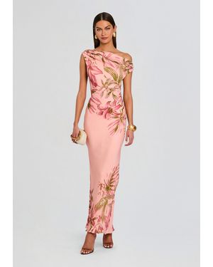 Rococo Sand Cain One Shoulder Maxi Dress - White