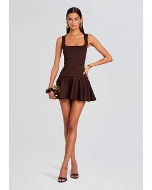 retroféte Caterina Metallic Bandage Knit Dress - White