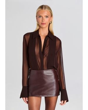 Sans Faff Meghan Paneled Silk Blouse - Brown