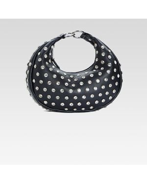retroféte Supple Leather Crystal-Embellished Hobo Bag - Blue