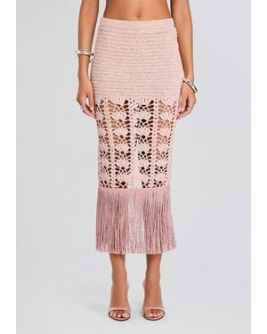 retroféte Naida Metallic Crochet Skirt - Pink