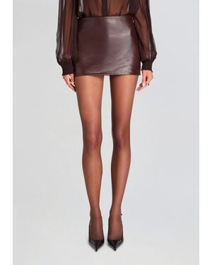 retroféte Valerie Leather Skirt - Brown
