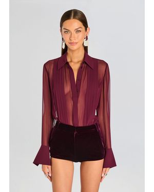 Sans Faff Meghan Paneled Silk Blouse - Red