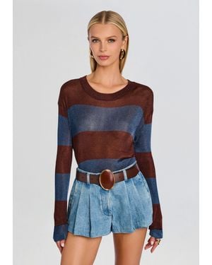 SER.O.YA Hana Metallic Knit Top - Blue