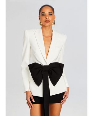 Sans Faff Sloan Structured Blazer With Detachable Bow - White