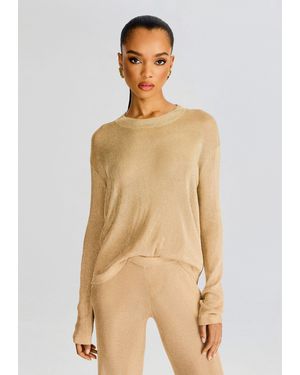SER.O.YA Hana Metallic Knit Top - Natural