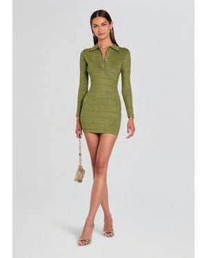 retroféte Siona Metallic Bandage Knit Dress - Green