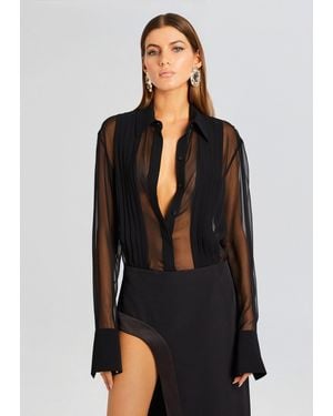 Sans Faff Meghan Paneled Silk Blouse - Black