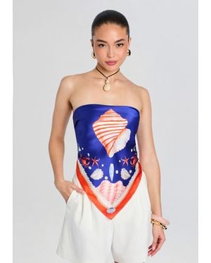 retroféte Alivia Silk Top - White