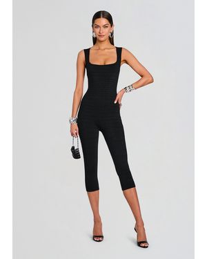 retroféte Leana Metallic Bandage Knit Jumpsuit - Black
