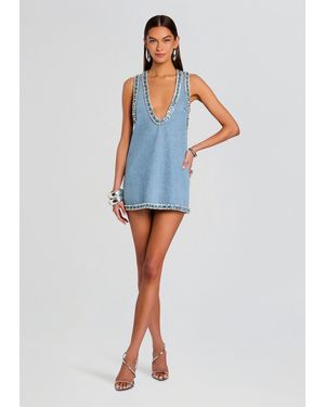 retroféte Stevie Embellished Denim Dress - Blue