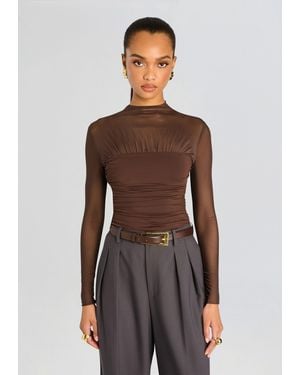 SER.O.YA Leigh Mesh Top - Brown