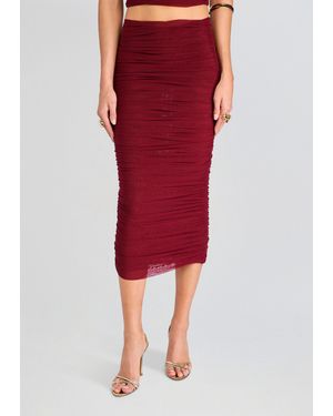 SER.O.YA Pia Mesh Midi Skirt - Red