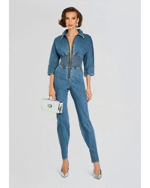 retroféte Deidra Denim Jumpsuit - Blue
