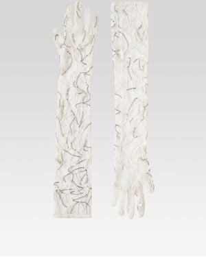 retroféte Royce Embellished Lace Gloves - White