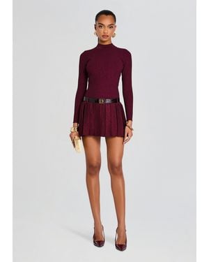retroféte Devika Metallic Knit Dress - Red