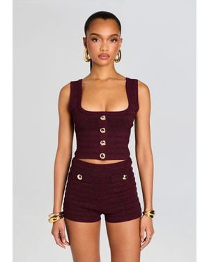 retroféte Nella Metallic Knit Top - Red